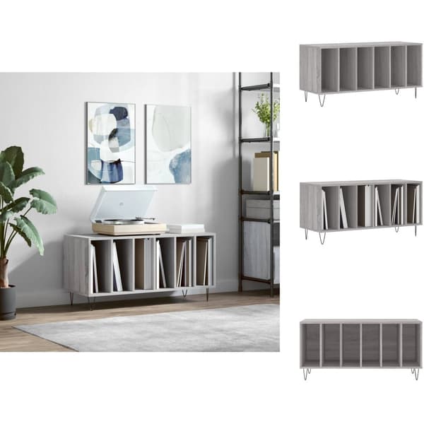 Medieopbevaring - Living vinylskab 100x38x48 cm konstrueret træ grå sonoma-eg