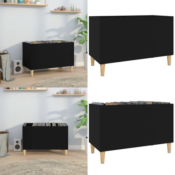 LP-levyjen säilytyskaappi musta 74,5x38x48 cm tekninen puu - Vinyylilevyjen Säilytys - LP-levyjen Säilytys - Home & Living