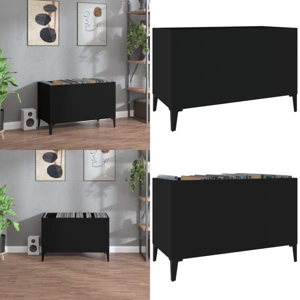 LP-levyjen säilytyskaappi musta 74,5x38x48 cm tekninen puu - Vinyylilevyjen Säilytys - LP-levyjen Säilytys - Home & Living