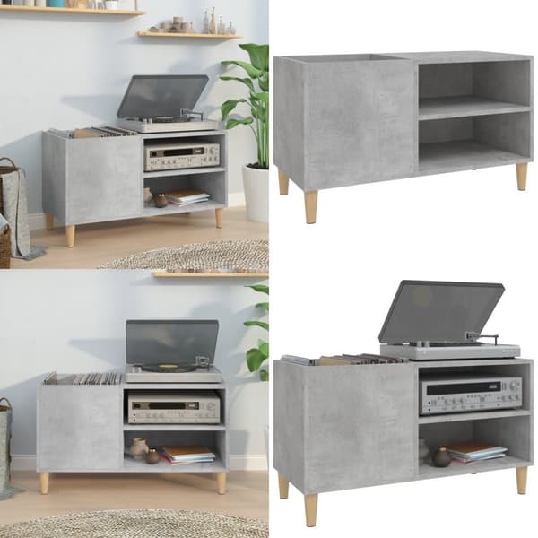 LP-levyjen säilytyskaappi betoninharmaa 84,5x38x48 cm puu - Vinyylilevyjen Säilytys - LP-levyjen Säilytys - Home & Living