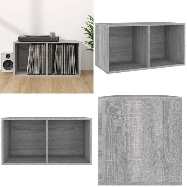 Lp-reol 71x34x36 cm konstrueret træ grå sonoma-eg - Opbevaringsreol - Opbevaringsreoler - Home & Living