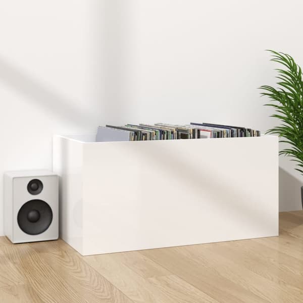 Vinylhylla vit högglans 71x34x36 cm konstruerat trä - Skivhylla - Skivhyllor - Home & Living