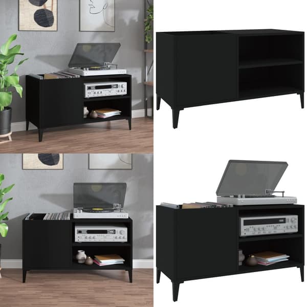 LP-levyjen säilytyskaappi musta 84,5x38x48 cm tekninen puu - Vinyylilevyjen Säilytys - LP-levyjen Säilytys - Home & Living