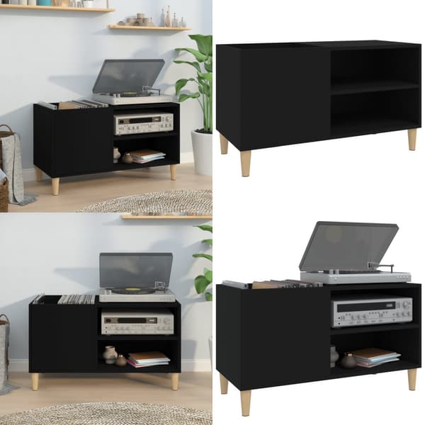 LP-levyjen säilytyskaappi musta 84,5x38x48 cm tekninen puu - Vinyylilevyjen Säilytys - LP-levyjen Säilytys - Home & Living