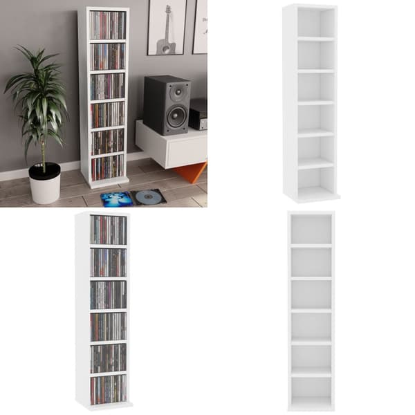 CD-hylla vit 21x20x88 cm konstruerat trä - CD-hylla - Cd-hyllor - Home & Living