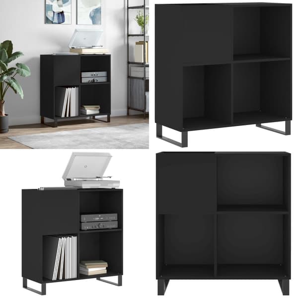 Vinylskab 84,5x38x89 cm konstrueret træ sort - Pladespillerskab - Pladespillerskabe - Home & Living