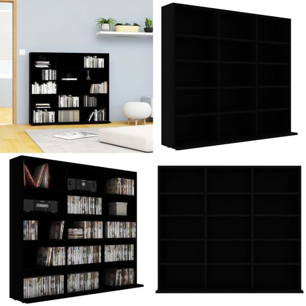 Cd-reol 102x23x89,5 cm konstrueret træ sort - Cd-skab - Cd-skabe - Home & Living