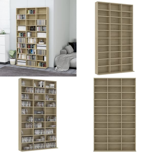 Cd-reol 102x16x177,5 cm konstrueret træ sonoma-eg - Cd-skab - Cd-skabe - Home & Living