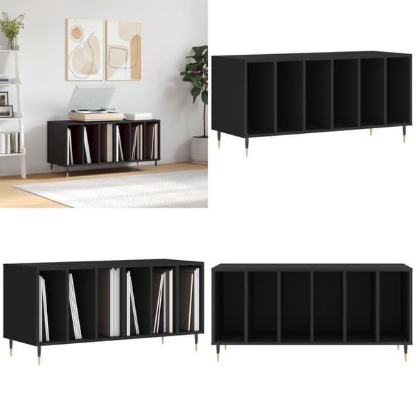 Vinylskab 100x38x48 cm konstrueret træ sort - Pladespillerskab - Pladespillerskabe - Home & Living