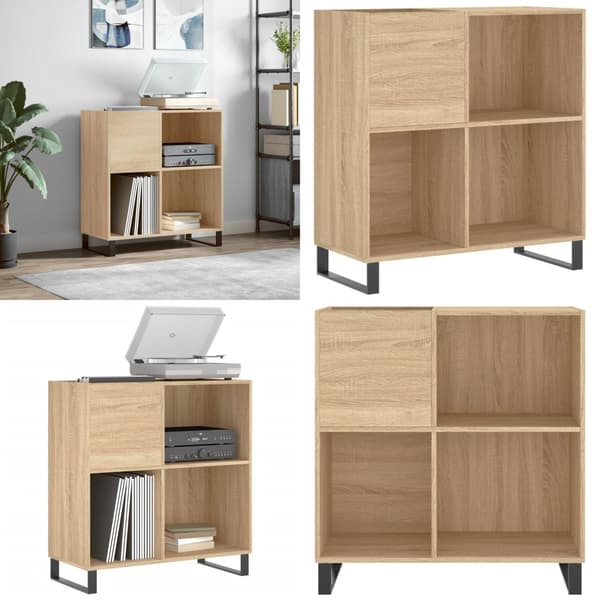 LP-levyjen säilytyskaappi Sonoma-tammi 84,5x38x89 cm puu - Levykaappi - Levykaapit - Home & Living