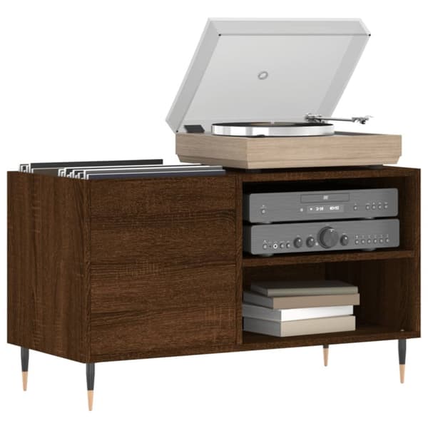 Stereobänk brun ek 85x38x48 cm konstruerat trä - Stereobänk - Stereo Bänk - Home & Living