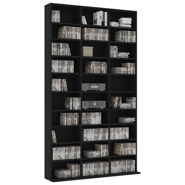 Cd-reol 102x16x177,5 cm konstrueret træ sort - Cd-skab - Cd-skabe - Home & Living