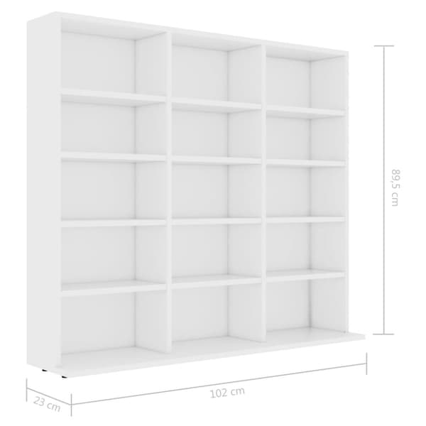 CD-hylly valkoinen 102x23x89,5 cm tekninen puu - CD-kaappi - CD-kaapit - Home & Living
