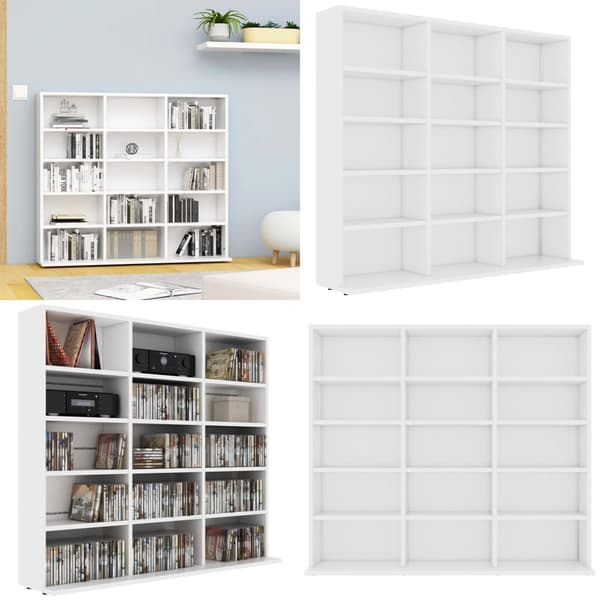 CD-hylly valkoinen 102x23x89,5 cm tekninen puu - CD-kaappi - CD-kaapit - Home & Living