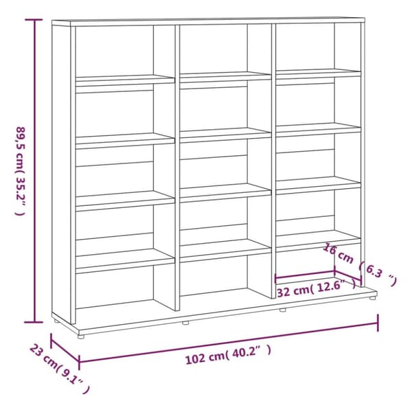 Cd-reol 102x23x89,5 cm konstrueret træ grå sonoma - Cd-reol - Cd-reoler - Home & Living