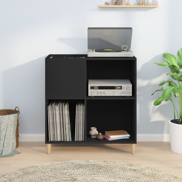 LP-levyjen säilytyskaappi musta 84,5x38x89 cm tekninen puu - Vinyylilevyjen Säilytys - LP-levyjen Säilytys - Home & Living