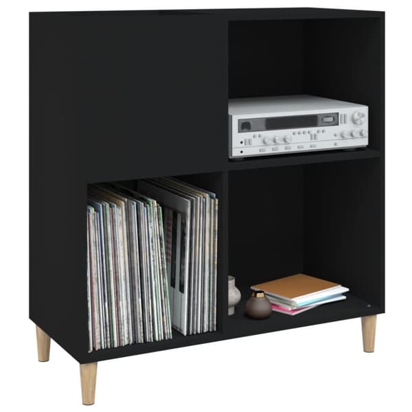 LP-levyjen säilytyskaappi musta 84,5x38x89 cm tekninen puu - Vinyylilevyjen Säilytys - LP-levyjen Säilytys - Home & Living