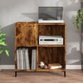 Miniatyrbild 4 av 11: Stereobänk rökfärgad ek 84,5x38x89 cm konstruerat trä - Stereobänk - Stereo Bänk - Home & Living