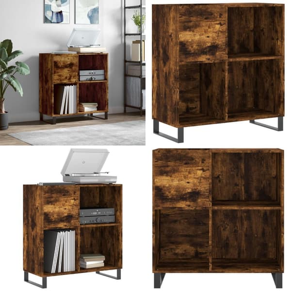 LP-levyjen säilytyskaappi savutammi 84,5x38x89 cm tekninen puu - Levykaappi - Levykaapit - Home & Living