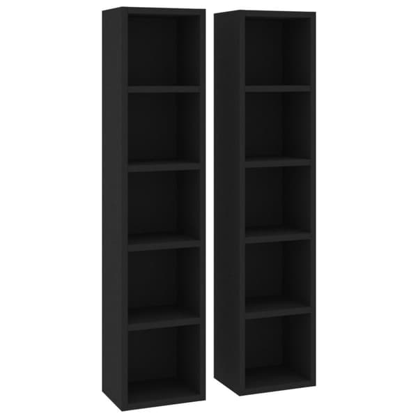 CD-reoler 2 stk. 21x16x93,5 cm spånplade sort - CD-reol - CD-reoler - Home & Living