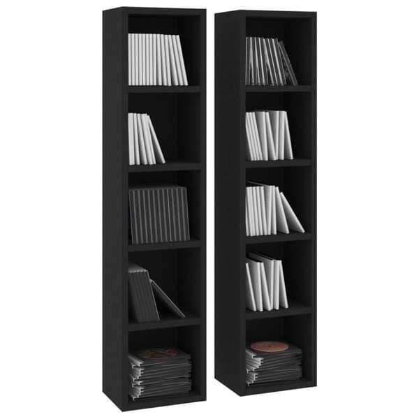 CD-reoler 2 stk. 21x16x93,5 cm spånplade sort - CD-reol - CD-reoler - Home & Living