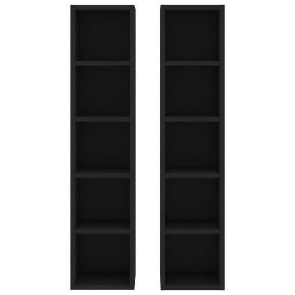 CD-reoler 2 stk. 21x16x93,5 cm spånplade sort - CD-reol - CD-reoler - Home & Living