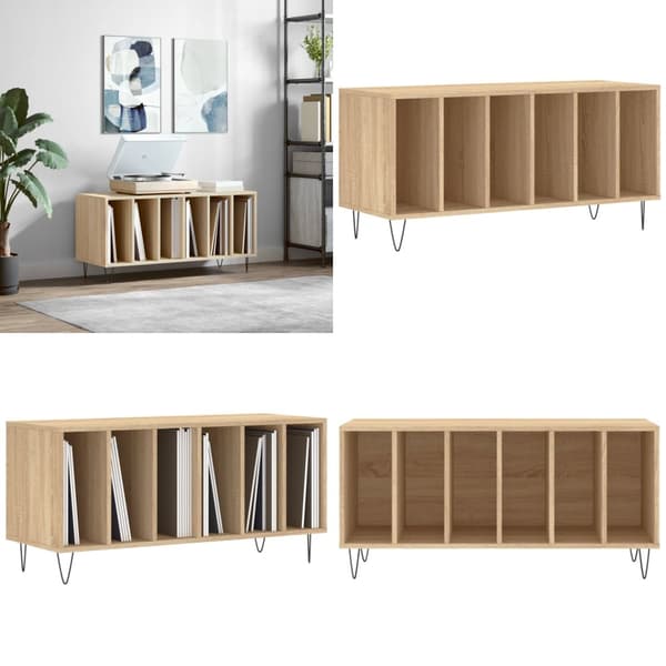 Stereobänk sonoma-ek 100x38x48 cm konstruerat trä - Stereobänk - Stereo Bänk - Home & Living