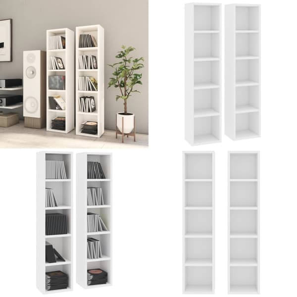 CD-hyllor 2 st vit 21x16x93,5 cm konstruerat trä - CD-hyllor - Cd-hylla - Home & Living