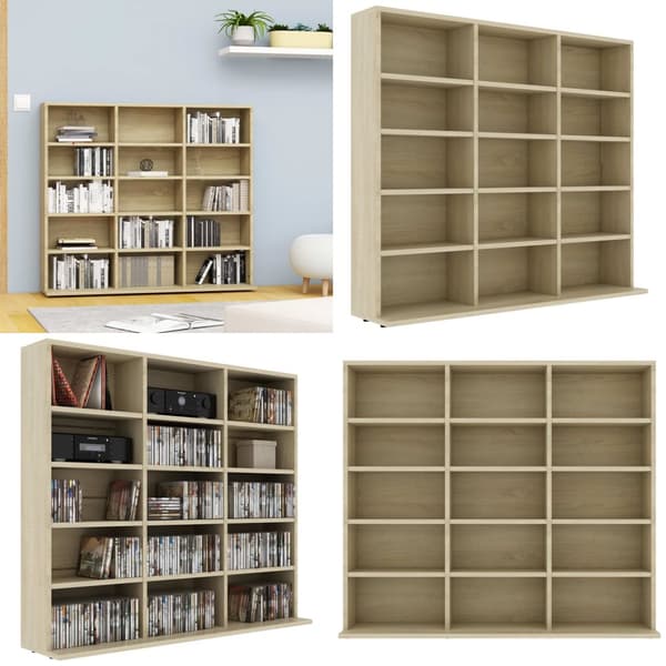 Cd-reol 102x23x89,5 cm konstrueret træ sonoma-eg - Cd-skab - Cd-skabe - Home & Living