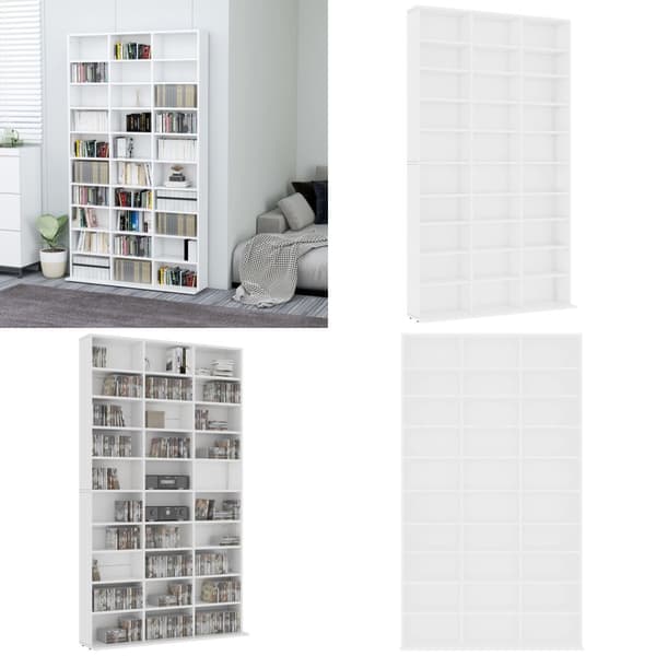 CD-hylly valkoinen 102x16x177,5 cm tekninen puu - CD-kaappi - CD-kaapit - Home & Living