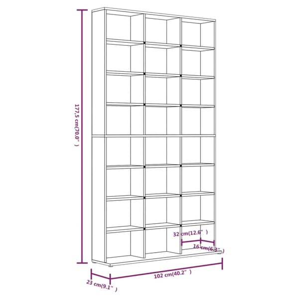 Reol 102x23x177,5 cm konstrueret træ grå sonoma-eg - Cd-reol - Cd-reoler - Home & Living