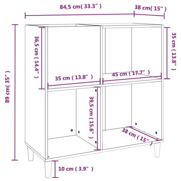 LP-levyjen säilytyskaappi betoninharmaa 84,5x38x89 cm puu - Vinyylilevyjen Säilytys - LP-levyjen Säilytys - Home & Living
