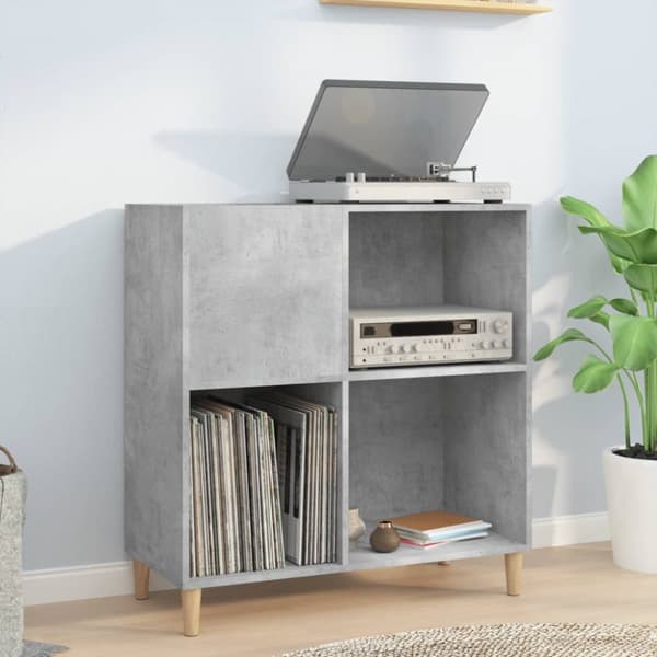 LP-levyjen säilytyskaappi betoninharmaa 84,5x38x89 cm puu - Vinyylilevyjen Säilytys - LP-levyjen Säilytys - Home & Living