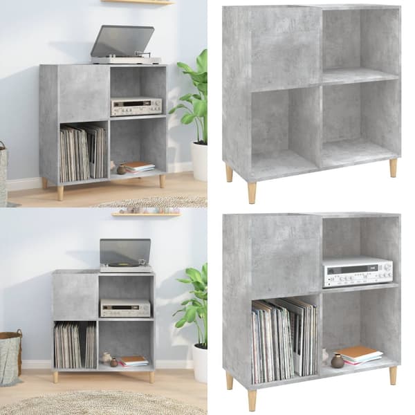 LP-levyjen säilytyskaappi betoninharmaa 84,5x38x89 cm puu - Vinyylilevyjen Säilytys - LP-levyjen Säilytys - Home & Living