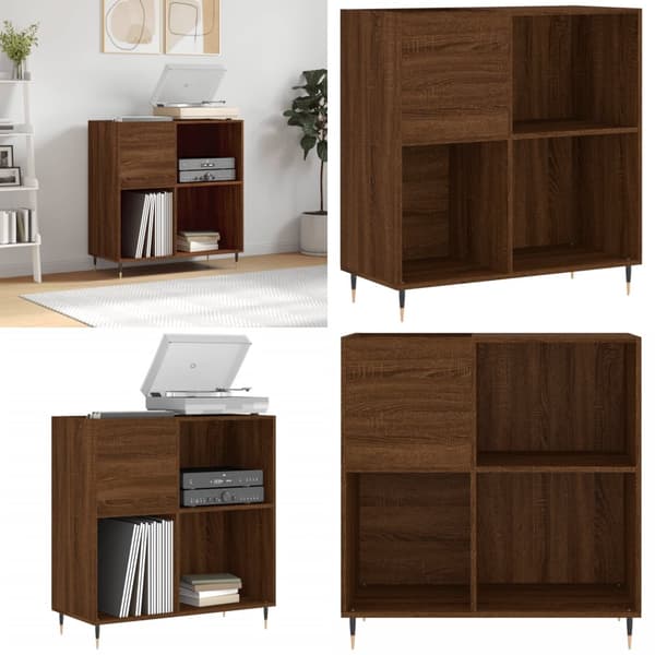 Vinylskab 84,5x38x89 cm konstrueret træ brun egetræsfarve - Pladespillerskab - Pladespillerskabe - Home & Living