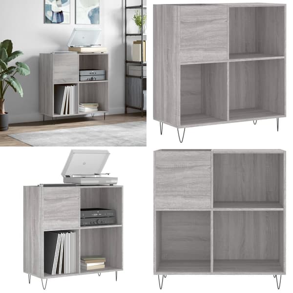 Vinylskab 84,5x38x39 cm konstrueret træ grå sonoma-eg - Pladespillerskab - Pladespillerskabe - Home & Living