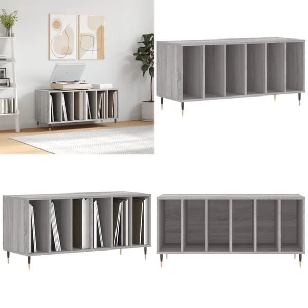 LP-levyjen säilytyskaappi harmaa Sonoma 100x38x48 cm puu - Levykaappi - Levykaapit - Home & Living