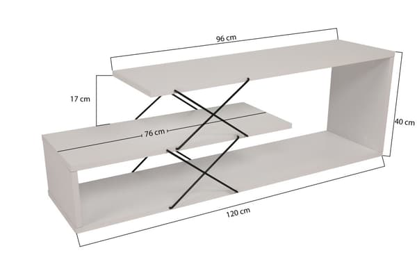 Chic Home Zinna TV-taso 120 cm, valkoinen/musta