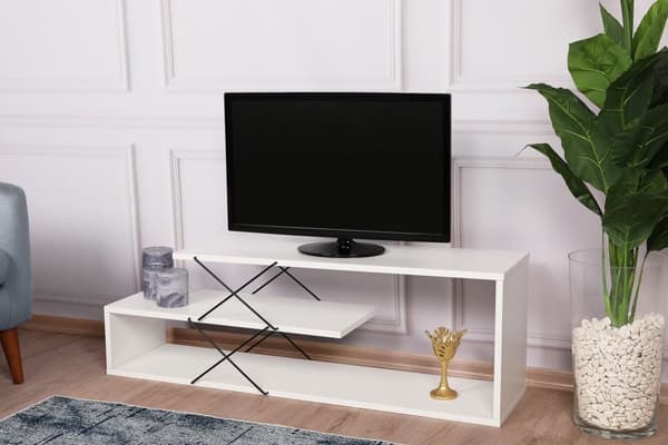 Chic Home Zinna TV-taso 120 cm, valkoinen/musta