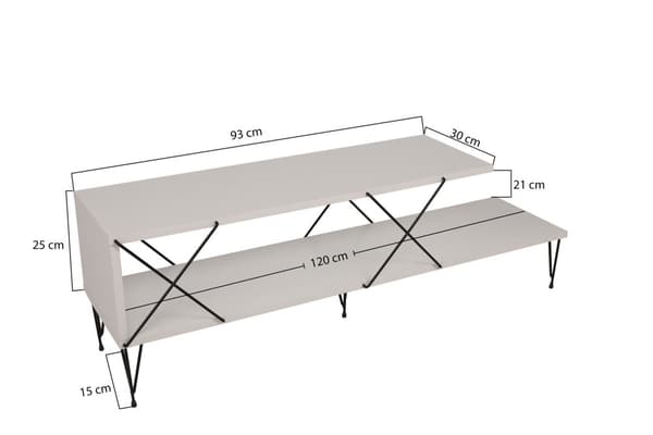 Chic Home Elmo TV-taso 120x30xK40 cm, valkoinen