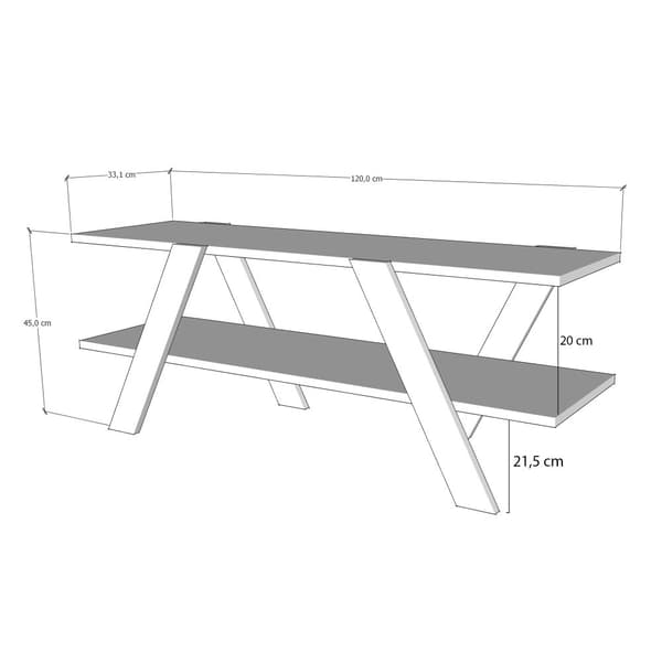 Chic Home August TV-taso 120x33,1xK45 cm, valkoinen