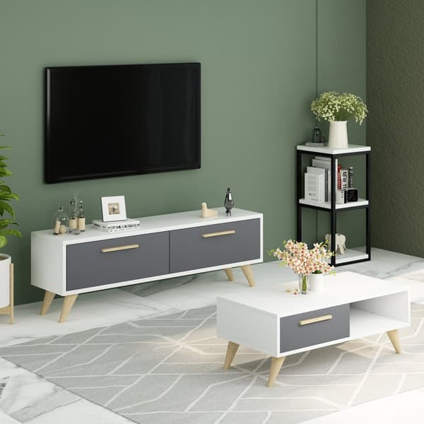 Chic Home Milena TV-taso 120 cm, valkoinen/antrasiitti