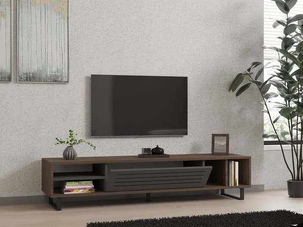 Chic Home Elias TV-taso 160x40xK35 cm, tummanruskea/harmaa