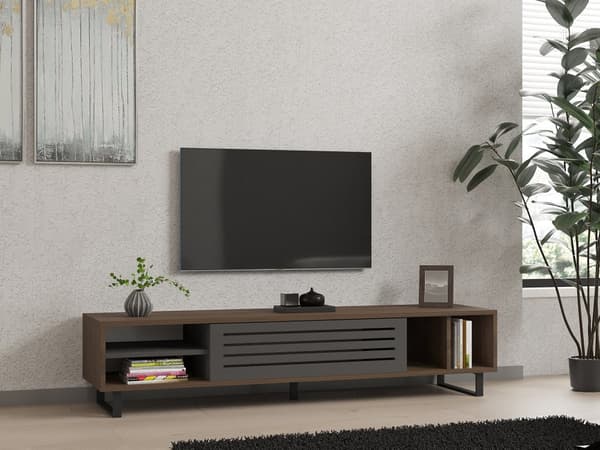 Chic Home Elias TV-taso 160x40xK35 cm, tummanruskea/harmaa