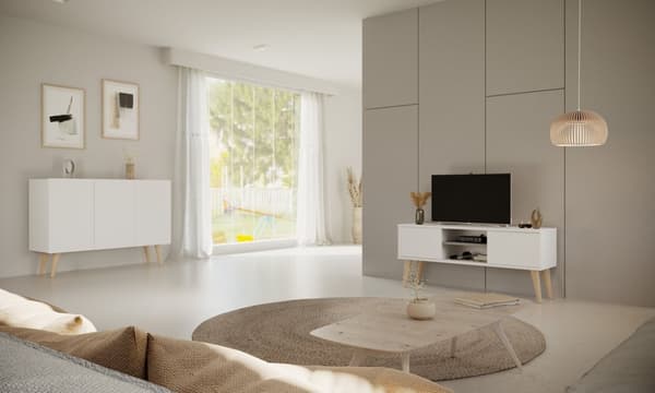 Kocot Toronto TV-taso 120cm, valkoinen