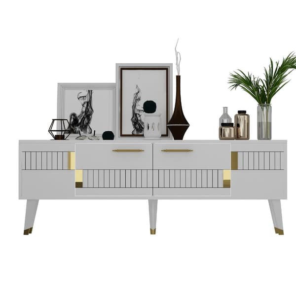 Chic Home Moona TV-taso 150 cm, valkoinen/kulta