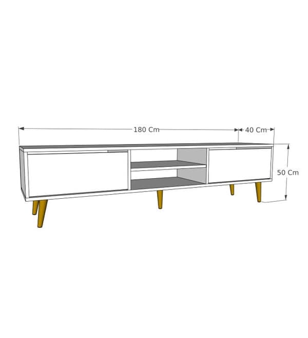 Chic Home Kimi TV-taso 180x40xK50 cm, valkoinen/ruskea