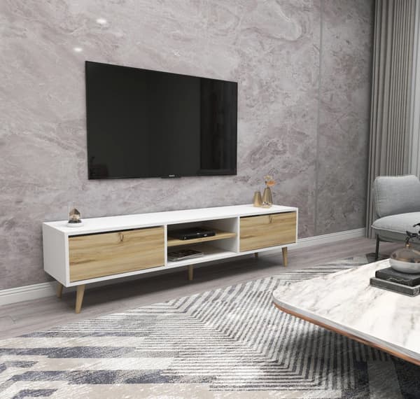 Chic Home Kimi TV-taso 180x40xK50 cm, valkoinen/ruskea