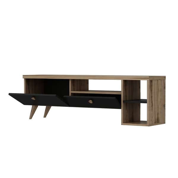 Chic Home Penni TV-taso avohyllyköllä 150 cm, ruskea/musta