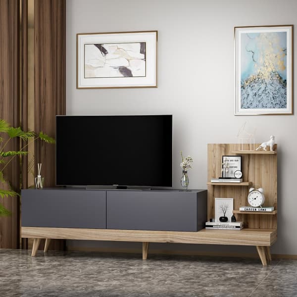 Chic Home Teemu TV-taso 180x37xK82 cm, harmaa/vaaleanruskea